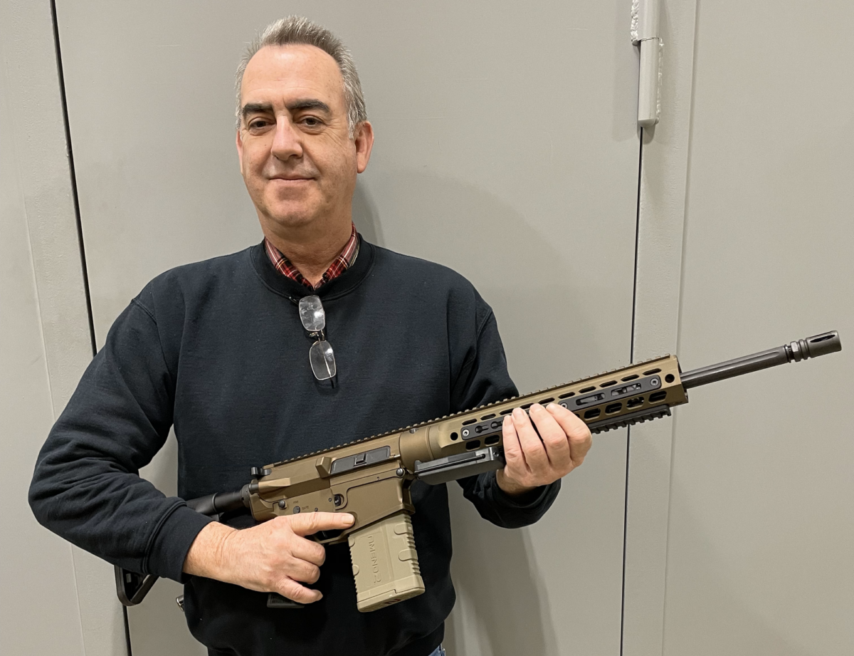 Mark Eliason, VP of Sales and Marketing, holding the HYDRA Weaponry AR10 .308 Modular Rifle.